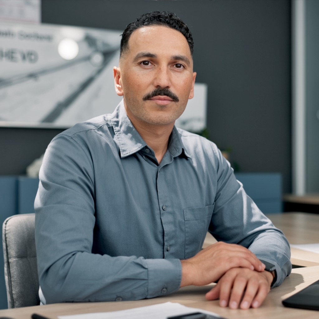 Ax Cortés at his desk